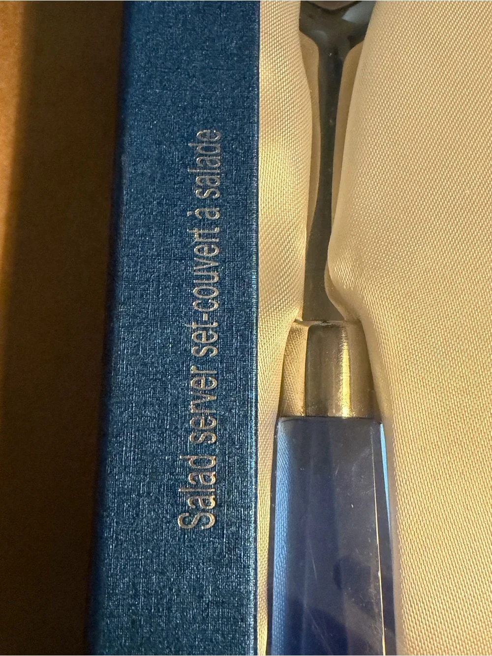 Blue Salad Server Set Stainless Steel Serving Utensils NIB